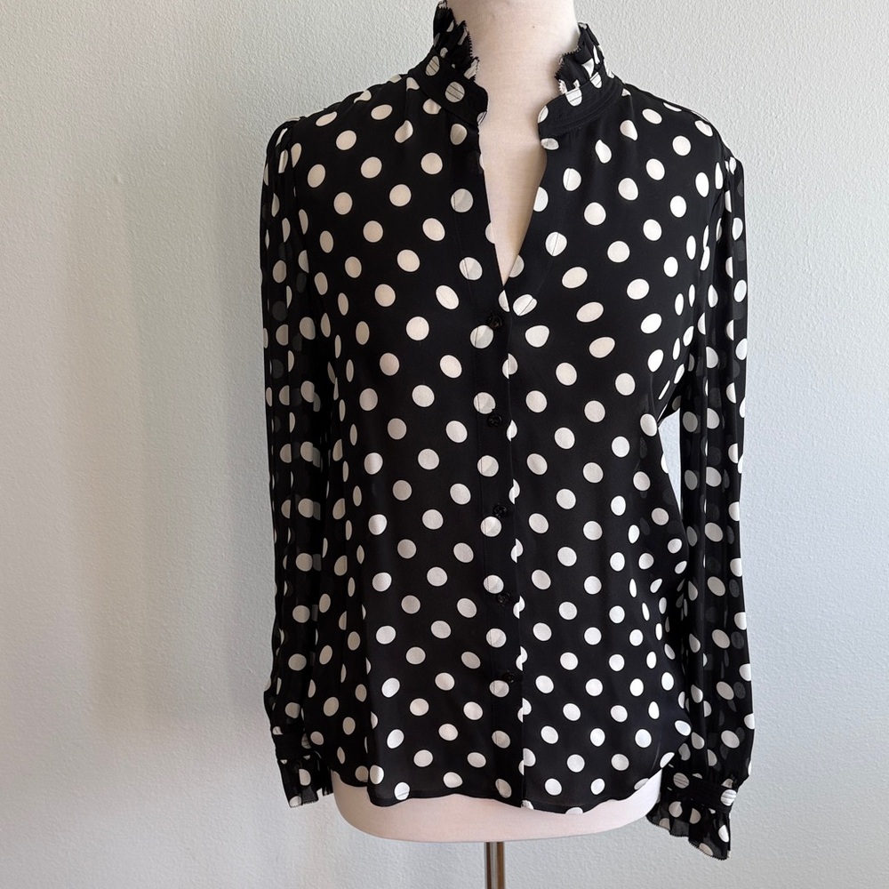 L'AGENCE Black and White Polka Dot Blouse